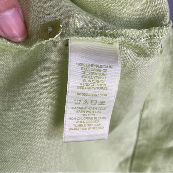 Sigrid Olsen Sport Women 8 Petite Dress Shirt Top Green Button Up Linen Blend - Picture 14 of 14